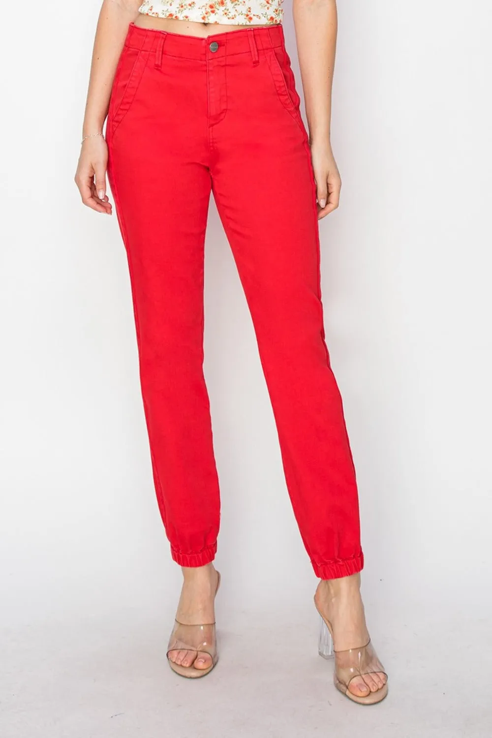 RISEN Red Denim Relaxed Jogger Jeans