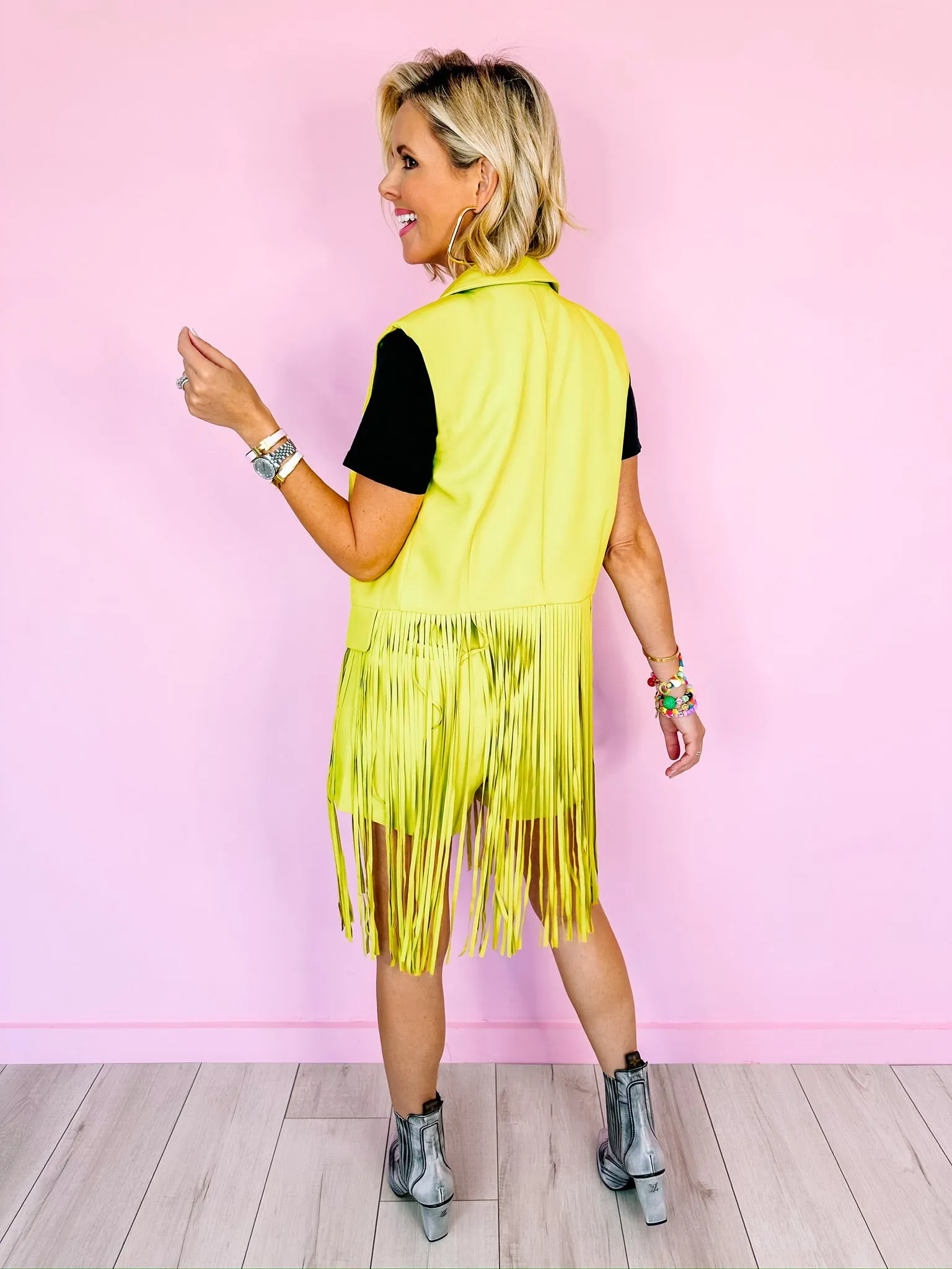 STOP & STARE TAILORED SHORTS - CHARTREUSE