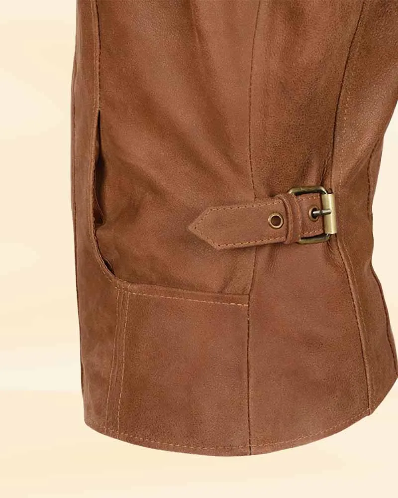 Sun-kissed Sable Strap leather jacket