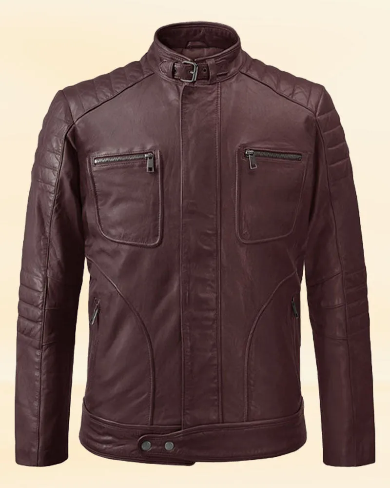 The Rustic Ride Burgundy Biker leather Jacket