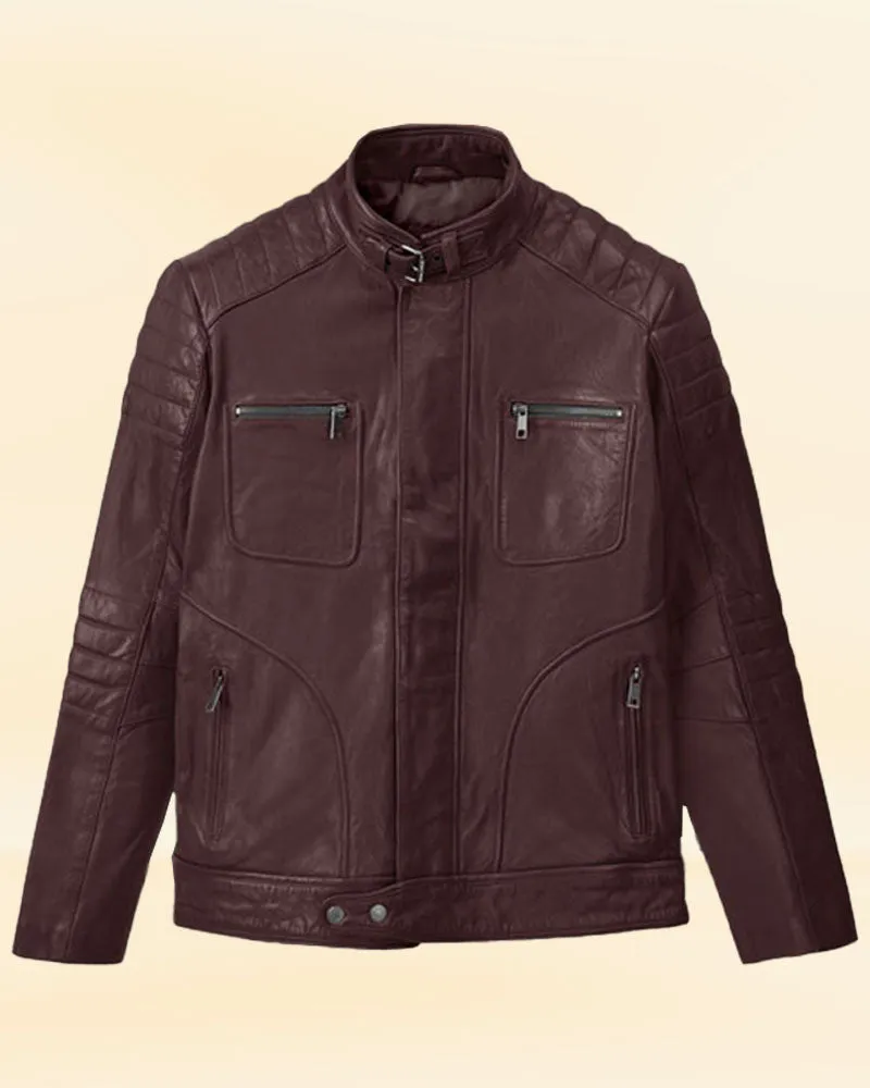 The Rustic Ride Burgundy Biker leather Jacket
