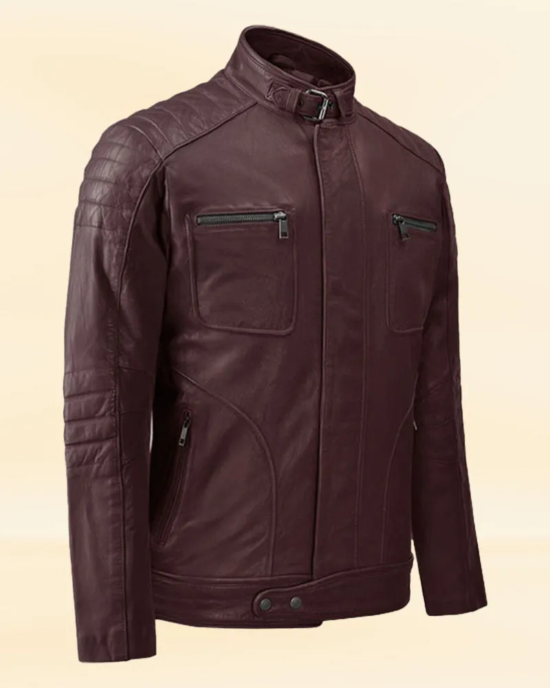 The Rustic Ride Burgundy Biker leather Jacket