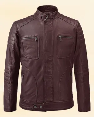 The Rustic Ride Burgundy Biker leather Jacket