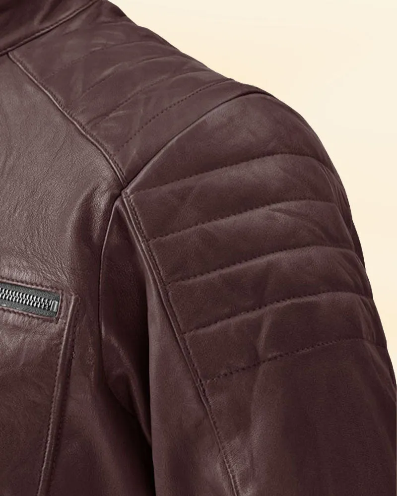 The Rustic Ride Burgundy Biker leather Jacket