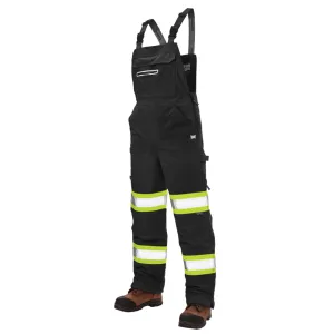 Tough Duck Men's Hi Vis Safety Bib Overalls SB06 - Poly/PU, Insulated, Waterproof, Breathable, Reflective, Flex, Adjustable, Multi-Pocket, Durable Workwear | Sizes XS-5XL