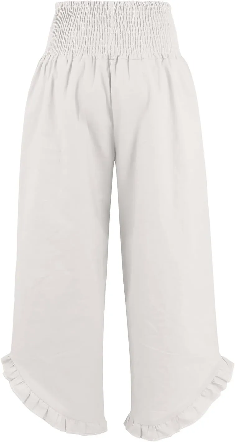 Wide Leg Pants Woman Flowy 2025 Summer Palazzo Trousers Dressy Cotton Linen Boho Long Pant Lounge with Pockets